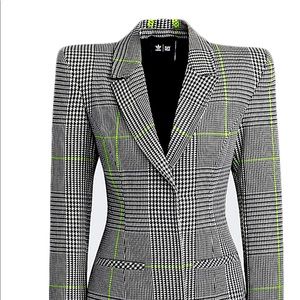 IVY PARK Black and Neon Green Plaid Blazer